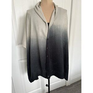 Cruise Club Cardigan Cardishawl Scarf Women Gray Ombre Knit Button Casual Sz S